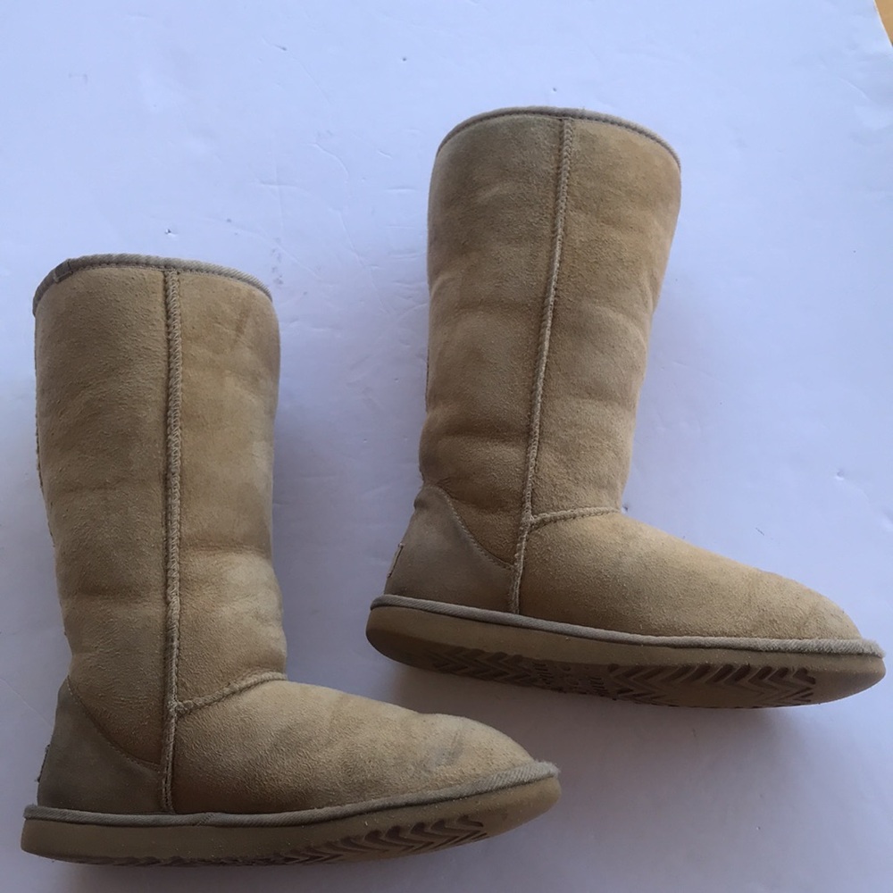 UGG Classic Tall Suede Sherpa Rare Vintage Y2k Sand 6 High Warm Boots Knee Cute - Picture 3 of 17